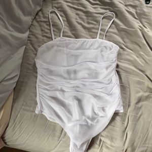 Pretty little thing white ruched bodysuit